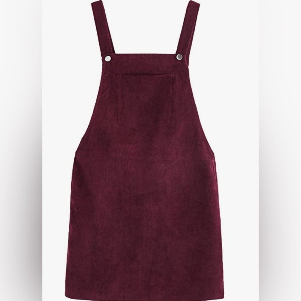 Women's Straps A-line Corduroy Pinafore Bib Pocket Overall mini Dress Size L